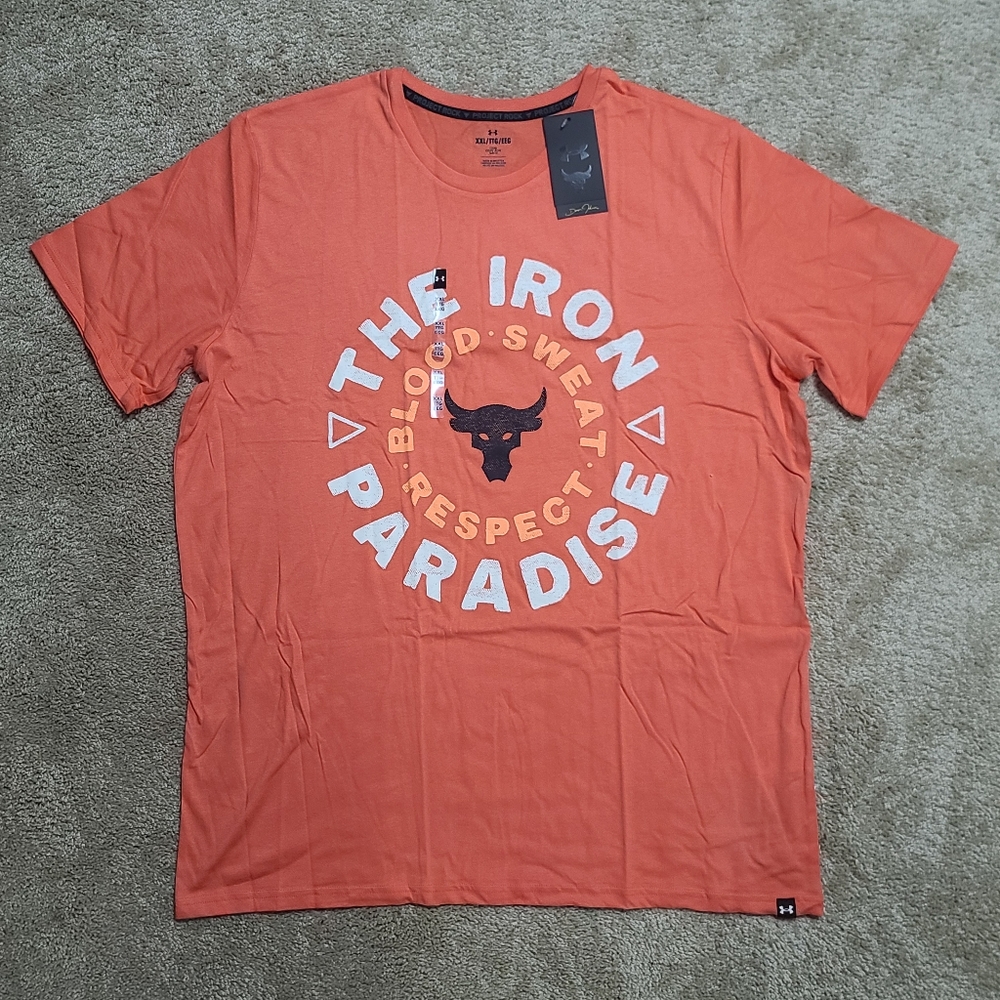 Under armour Project Rock Tee Mens 2XL Iron Paradise CircleShort Sleeve Red
